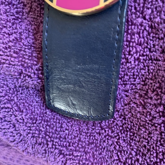 Tory Burch Navy Blue/Purple Reversible Leather Belt sz M - Picture 3 of 4